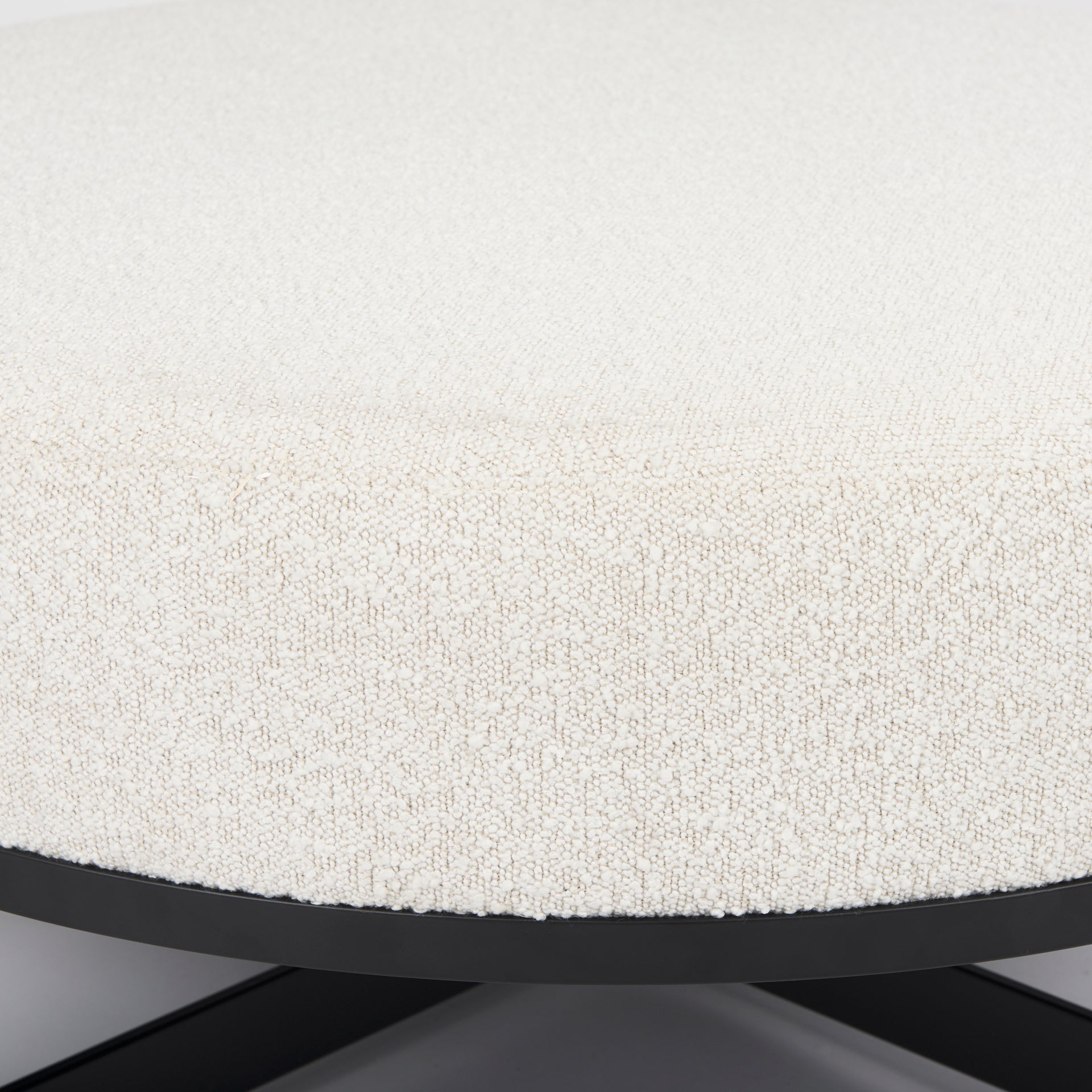 Mercana Amelia  Cream Boucle W/Black Metal Upholstered Ottoman