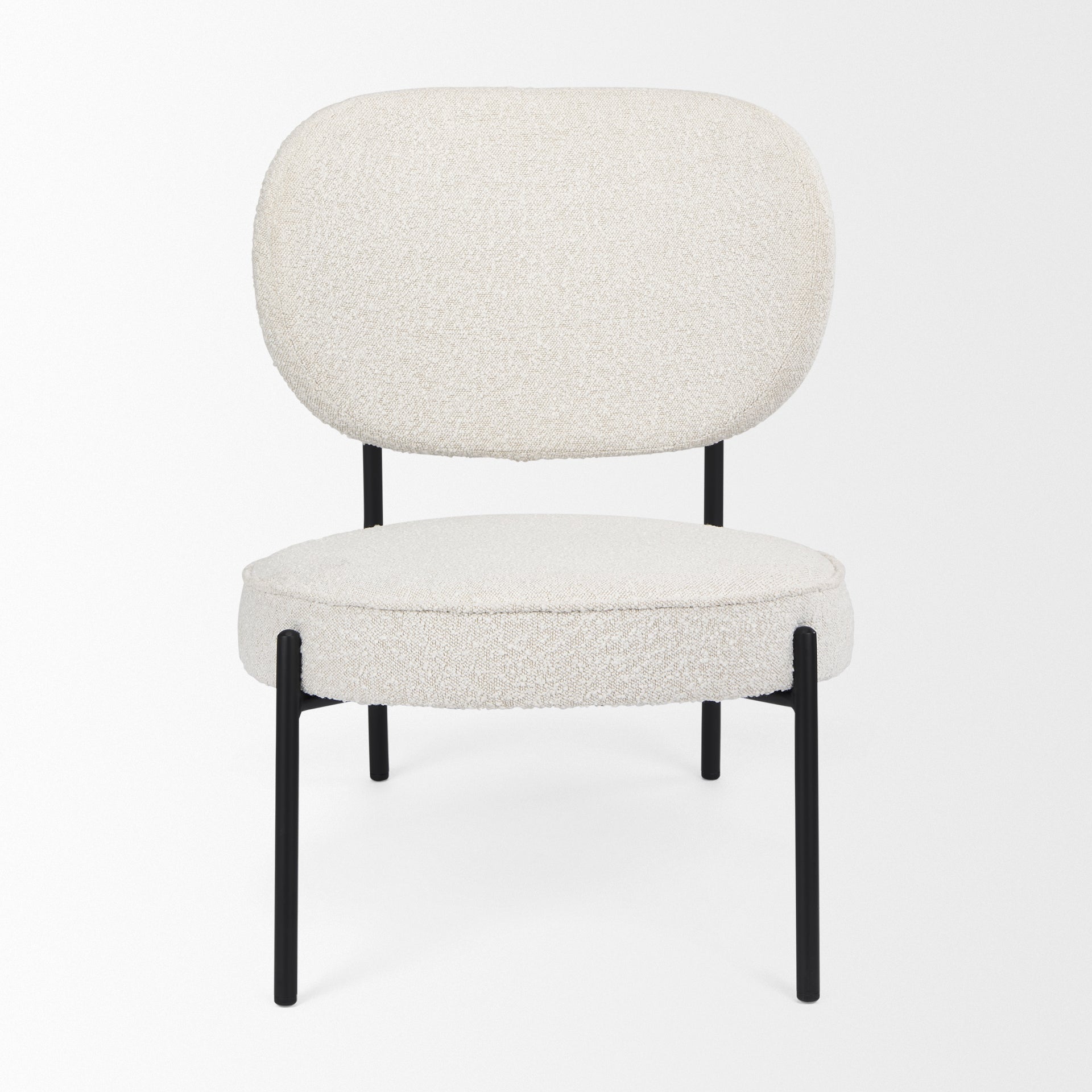 Mercana Amelia Cream Boucle W/Black Metal Upholstered Accent Chair