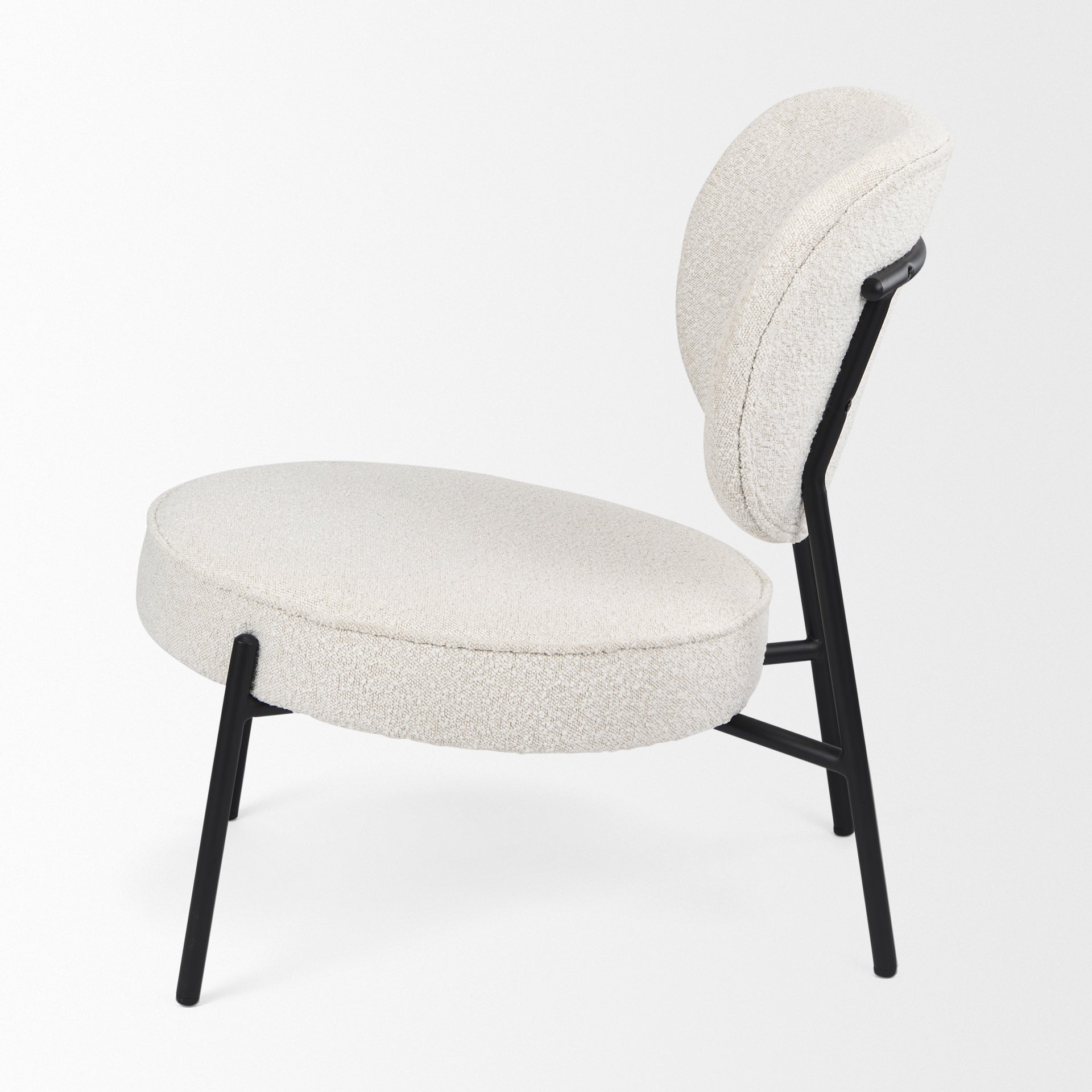 Mercana Amelia Cream Boucle W/Black Metal Upholstered Accent Chair