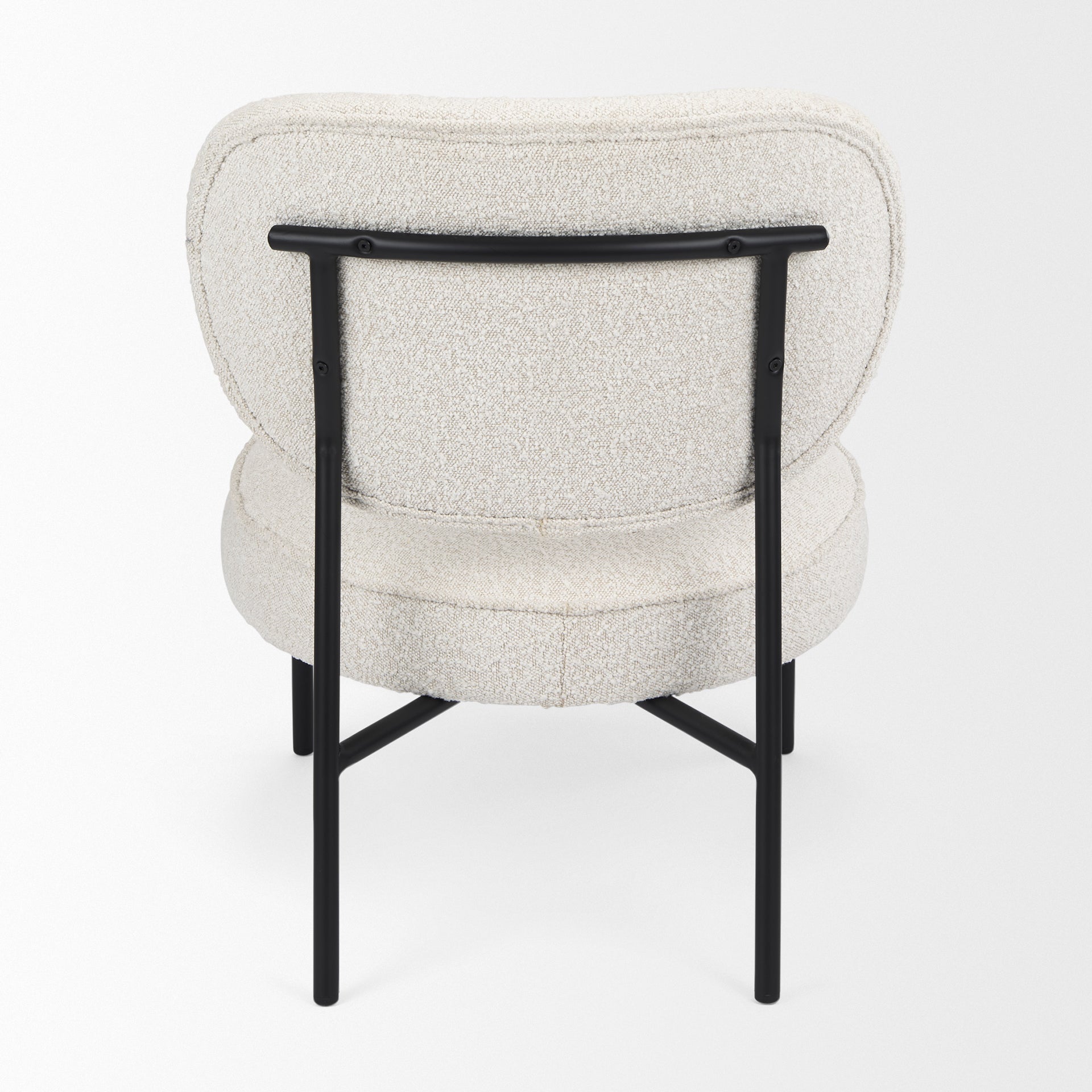 Mercana Amelia Cream Boucle W/Black Metal Upholstered Accent Chair