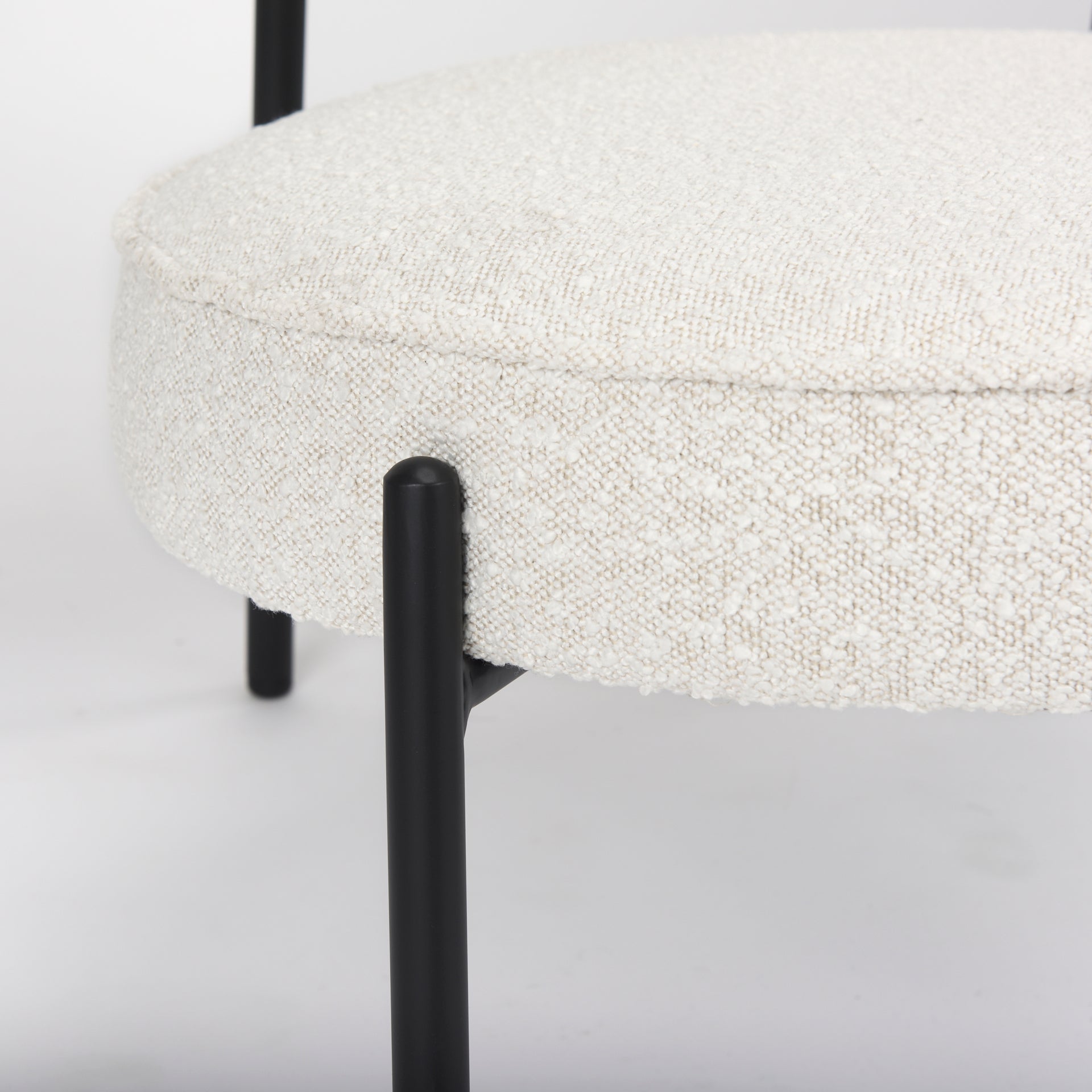 Mercana Amelia Cream Boucle W/Black Metal Upholstered Accent Chair