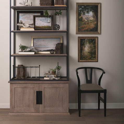 Mercana Trixie Black Wooden Base w/ Dark Taupe Fabric Seat Dining Chair