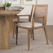 Mercana Clara Wood W/ Cream Fabric Seat and Cane Back Dining Chair