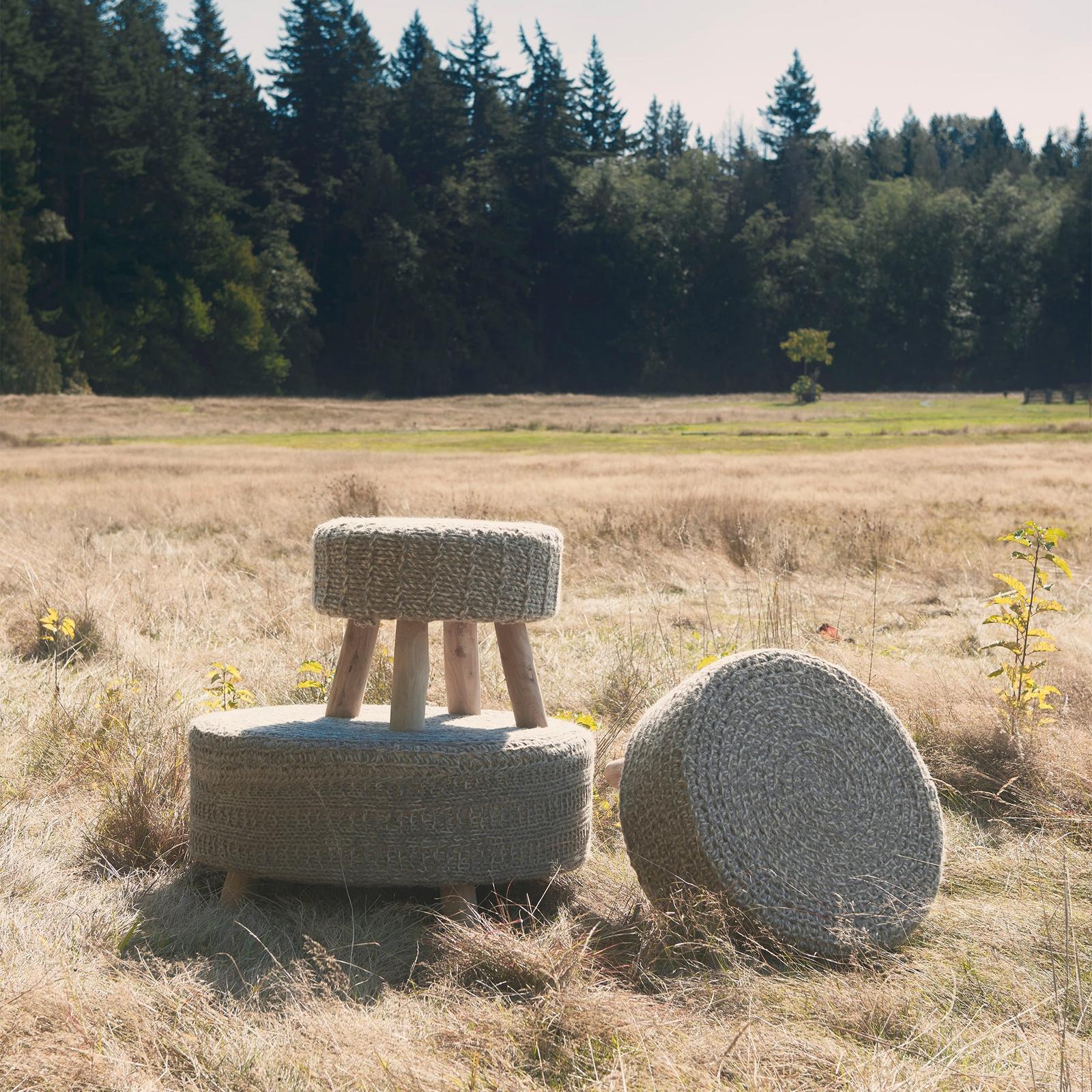 Mercana Bina 4 Legged Wool Stool