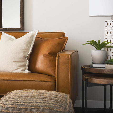 Mercana D'Arcy Tan Leather Sofa Clearance