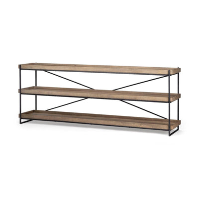 Mercana Trey Brown Wood and Black Iron Console Table