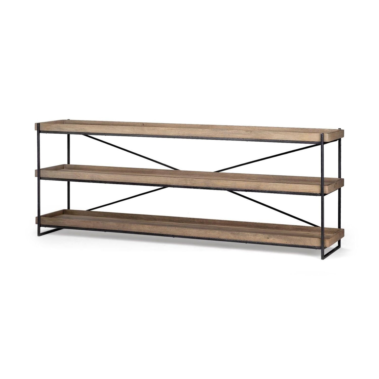 Mercana Trey Brown Wood and Black Iron Console Table