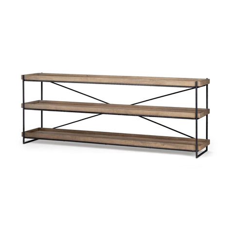 Mercana Trey Brown Wood and Black Iron Console Table