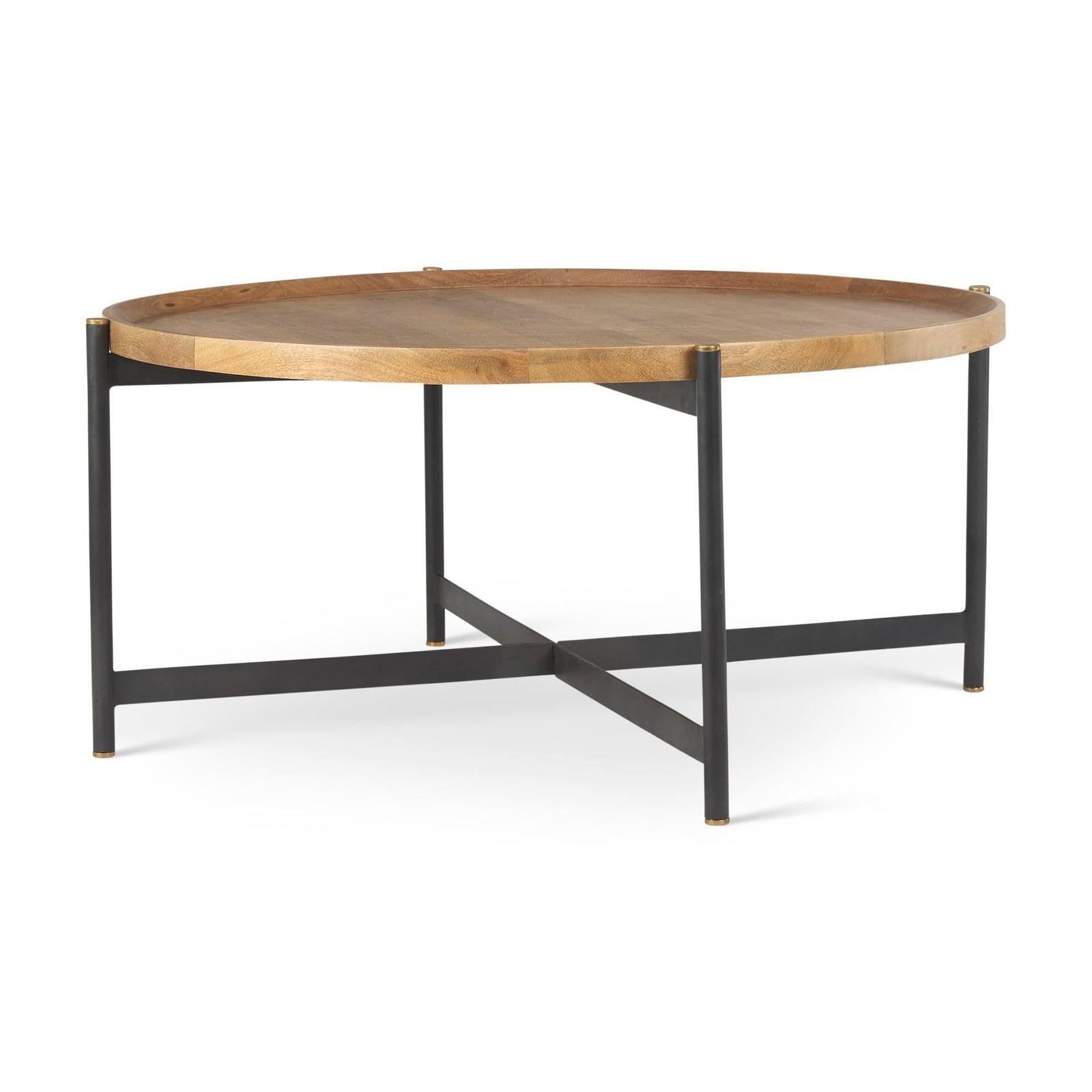 Mercana Marquisa Brown Wood w/ Black Metal Coffee Table