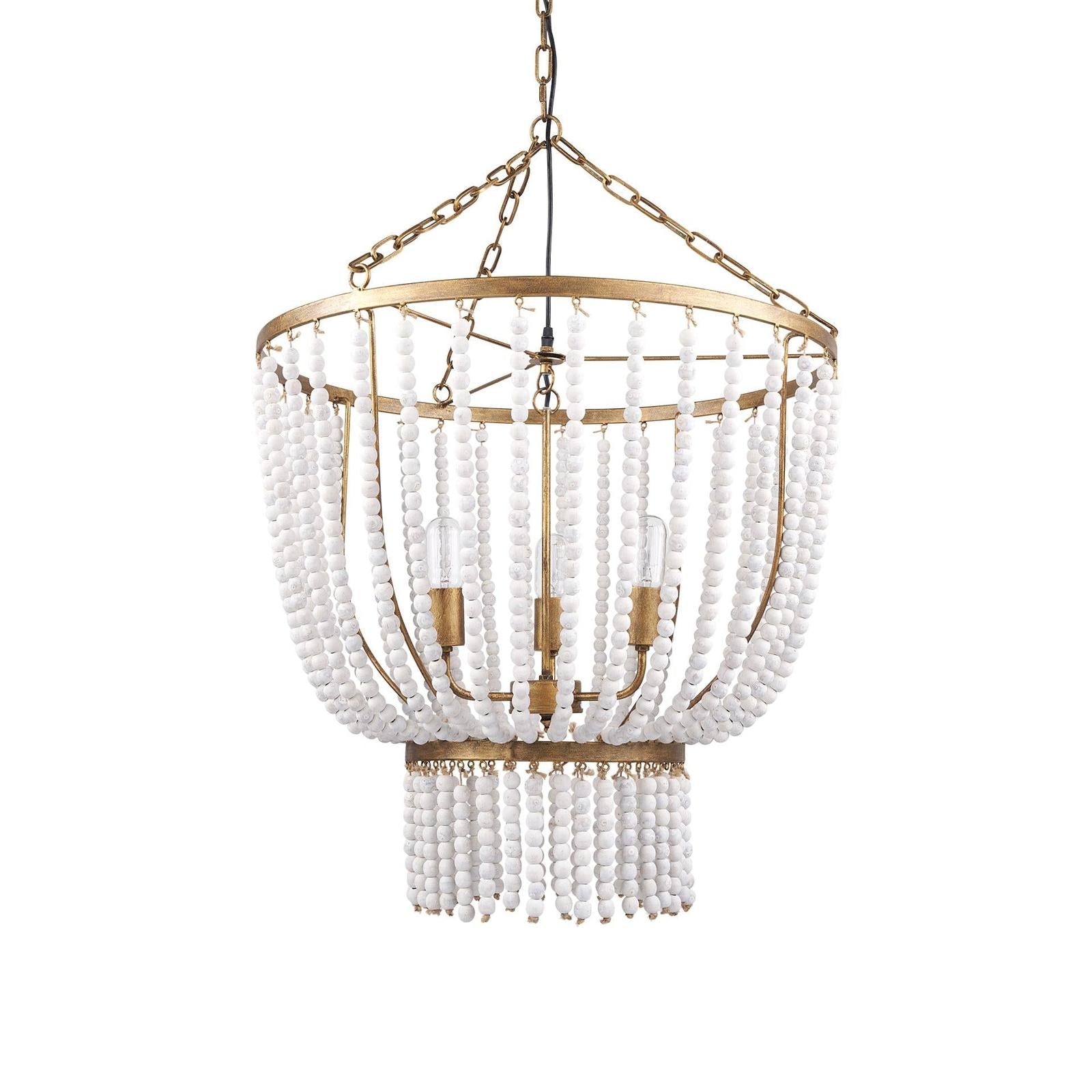 Mercana Rhone Gold Metal and Wood Beaded Chandelier Clearance