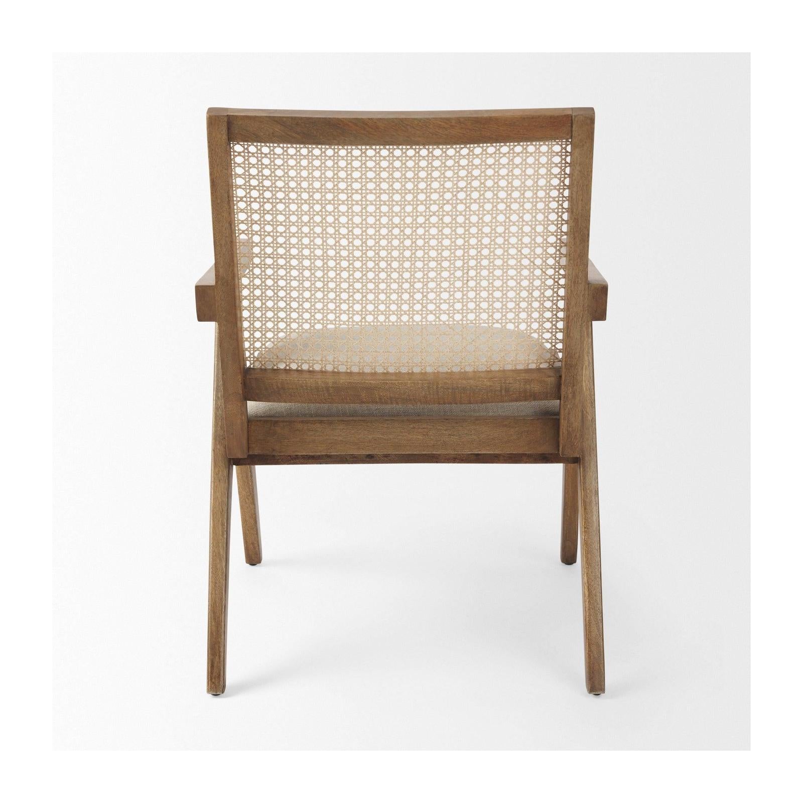 Mercana Donna Wood Cane-Back w/ Beige Upholstered Seat Dining Chair Clearance