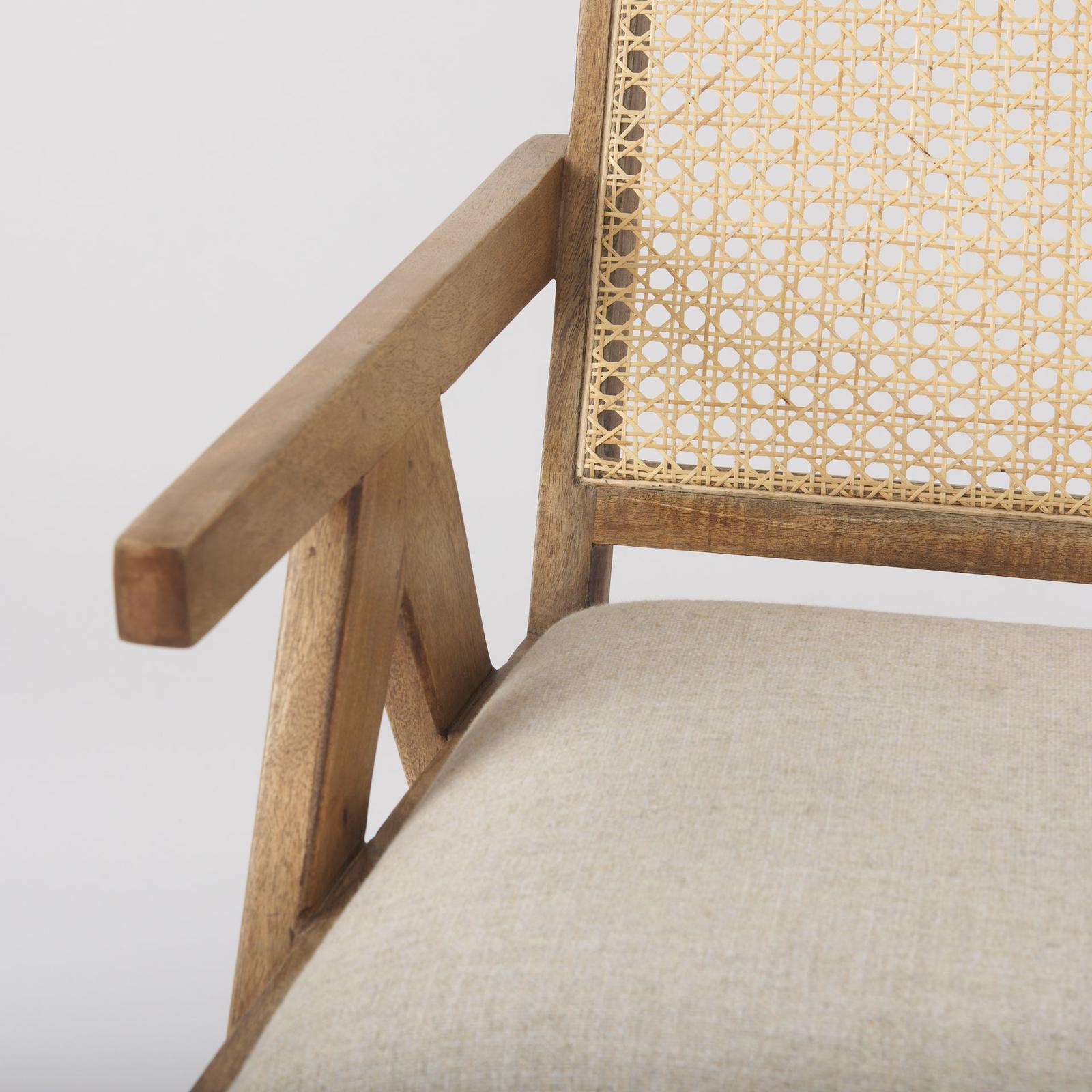 Mercana Donna Wood Cane-Back w/ Beige Upholstered Seat Dining Chair Clearance