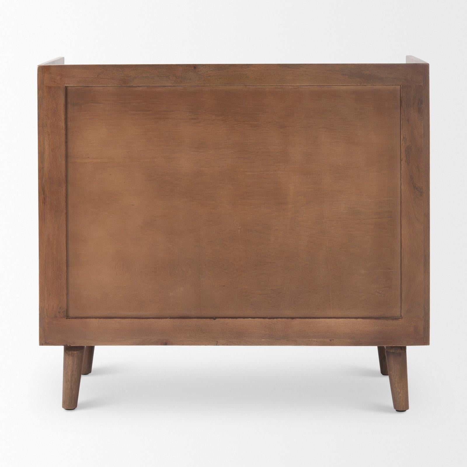 Mercana Lillie Medium Brown Wood 2 Door Tray Top Accent Cabinet