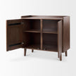 Mercana Lillie Medium Brown Wood 2 Door Tray Top Accent Cabinet