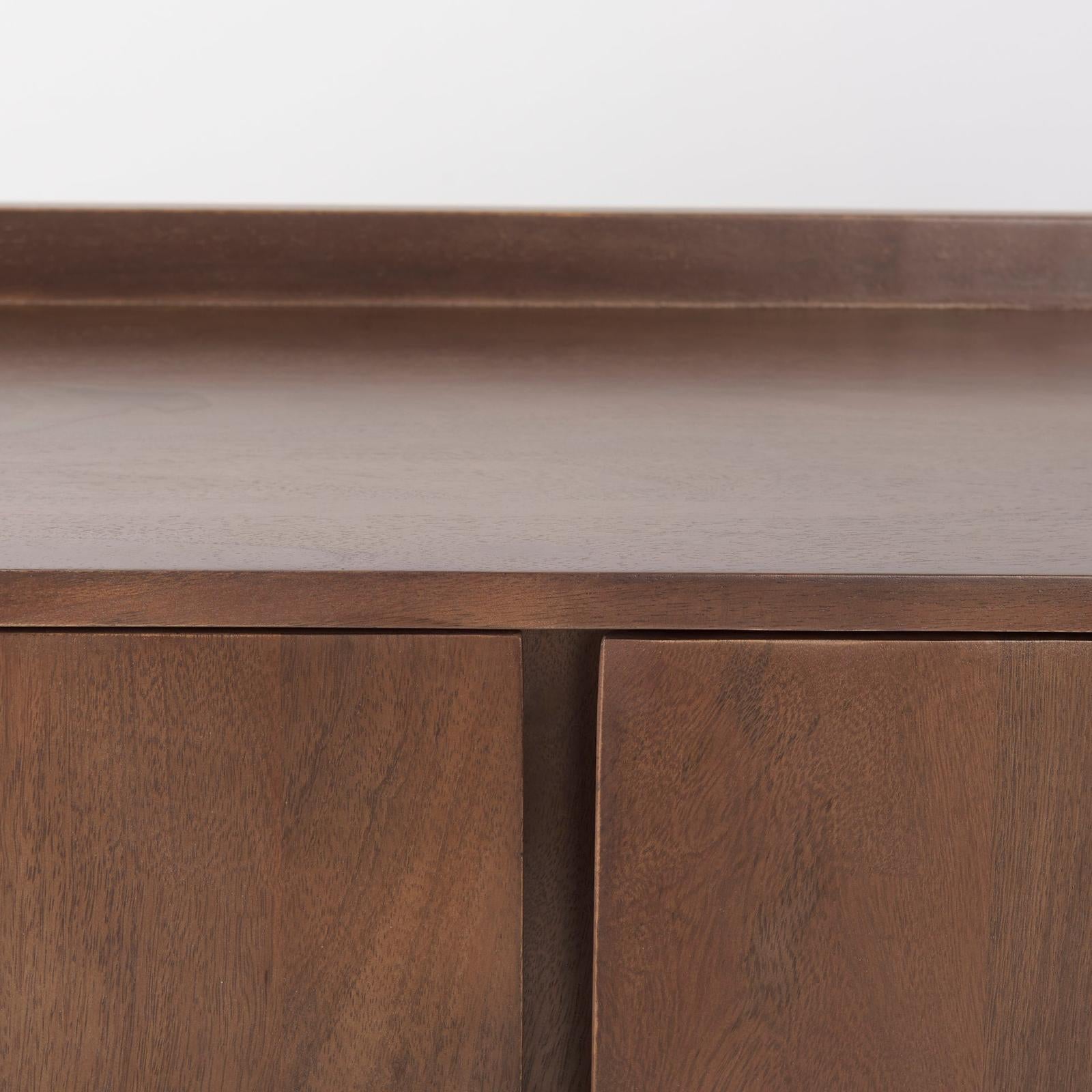 Mercana Lillie Medium Brown Wood 2 Door Tray Top Accent Cabinet