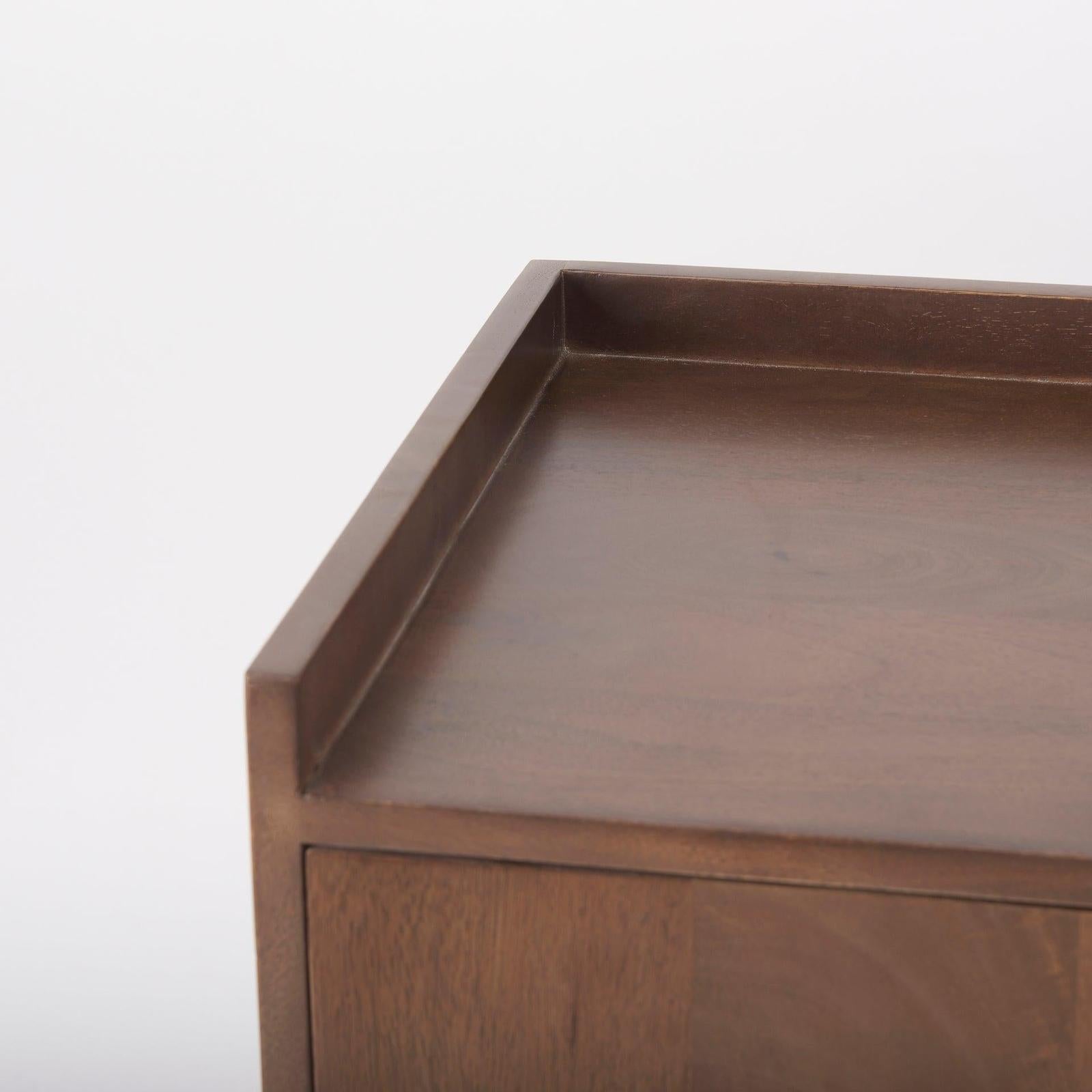 Mercana Lillie Medium Brown Wood 2 Door Tray Top Accent Cabinet