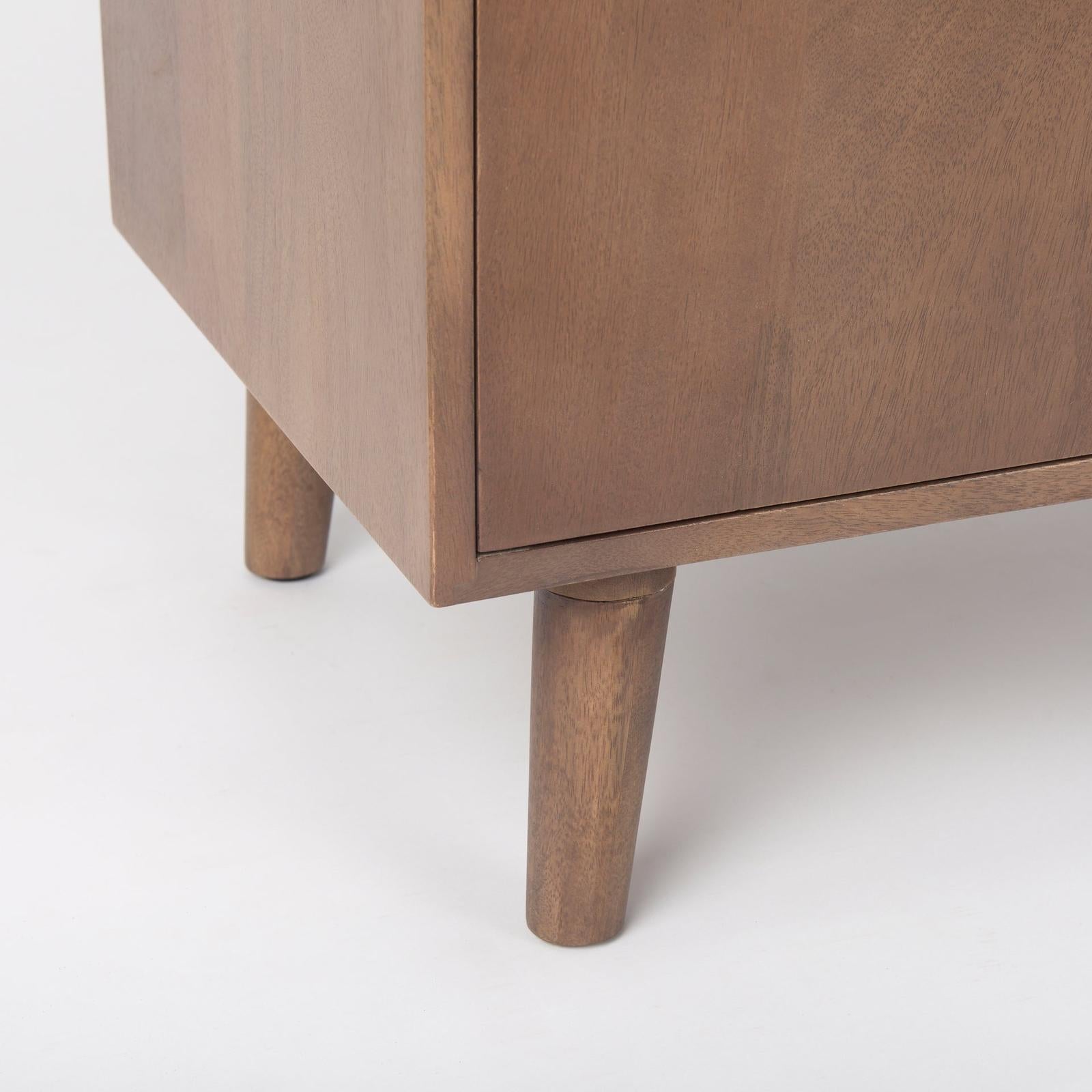 Mercana Lillie Medium Brown Wood 2 Door Tray Top Accent Cabinet