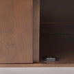 Mercana Lillie Medium Brown Wood 2 Door Tray Top Accent Cabinet