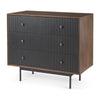 Mercana Grace Medium Brown Wood W/Black Metal Frame 3 Drawer Accent Cabinet