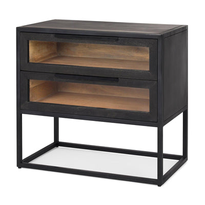 Mercana Sloan Black Wood W/Black Metal Frame Side Table