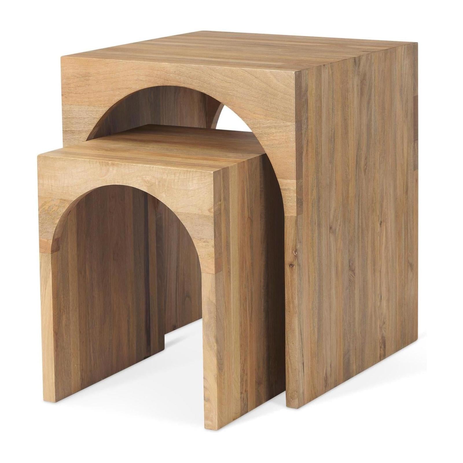 Mercana Chloe Cottage Wood Nesting Accent Tables- Set of 2