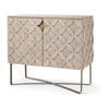 Mercana Excelsior Light Brown Wood Gold Iron Base Accent Cabinet