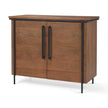 Mercana Maddox Brown Solid Wood Black Metal 2 Door Accent Cabinet