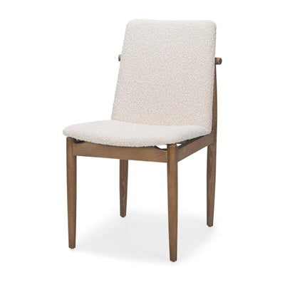 Mercana Cavett Cream Boucle Upholstered Seat W/Light Brown Wood Frame Dining Chair