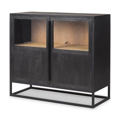 Mercana Sloan Black Wood W/Black Metal Frame Accent Cabinet