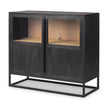 Mercana Sloan Black Wood W/Black Metal Frame Accent Cabinet