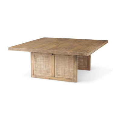 Mercana Grier 42" Square Wood w/ Cane Coffee Table