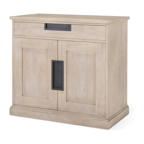 Mercana Braxton Beige Wood W/Black Accents 2 Door Accent Cabinet