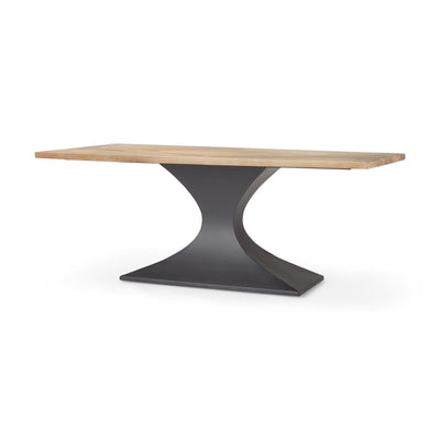Mercana Maxton Light Brown Wood w/ Dark Gunmetal Iron Metal Dining Table