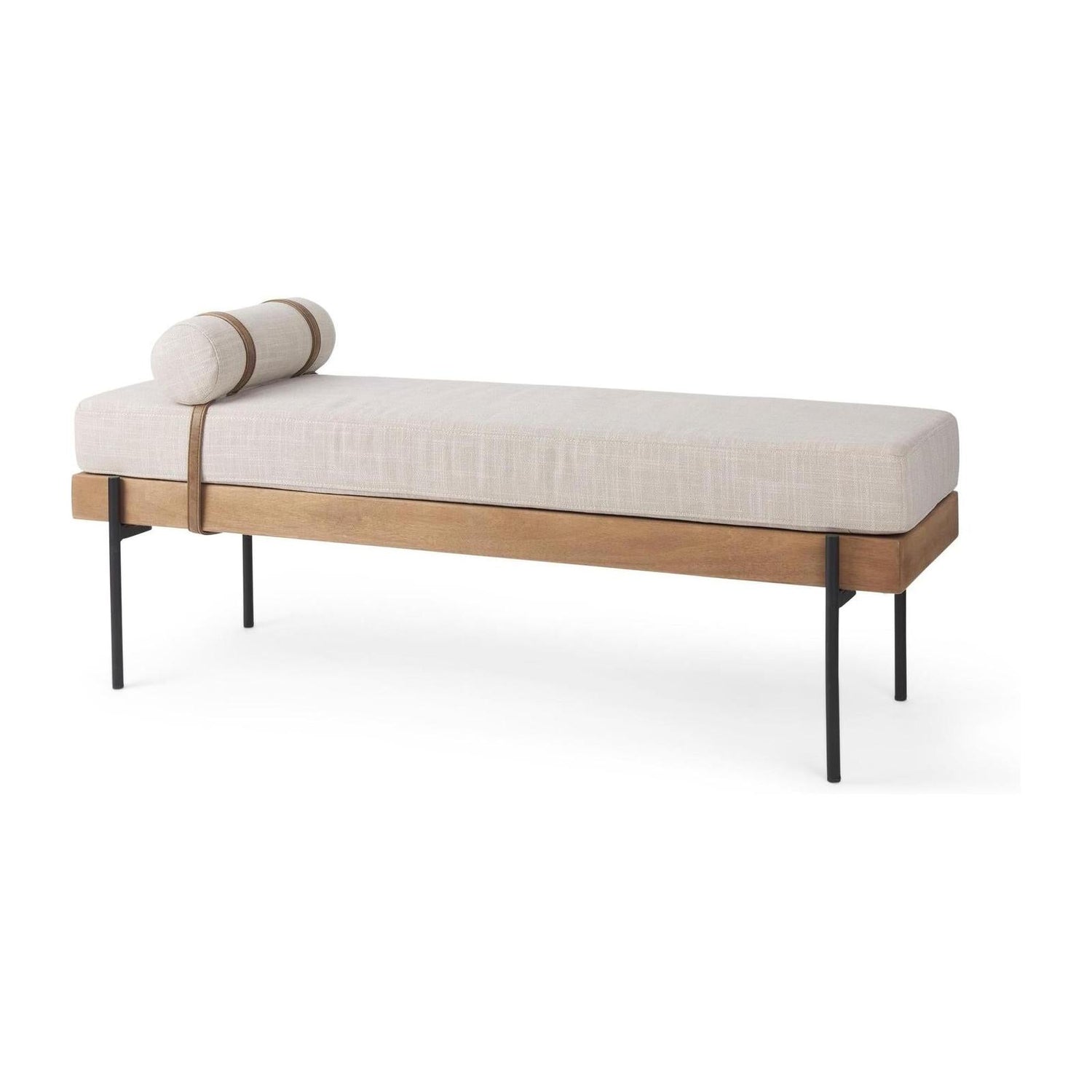 Mercana Colburne Cream Fabric w/Brown Wood Bench