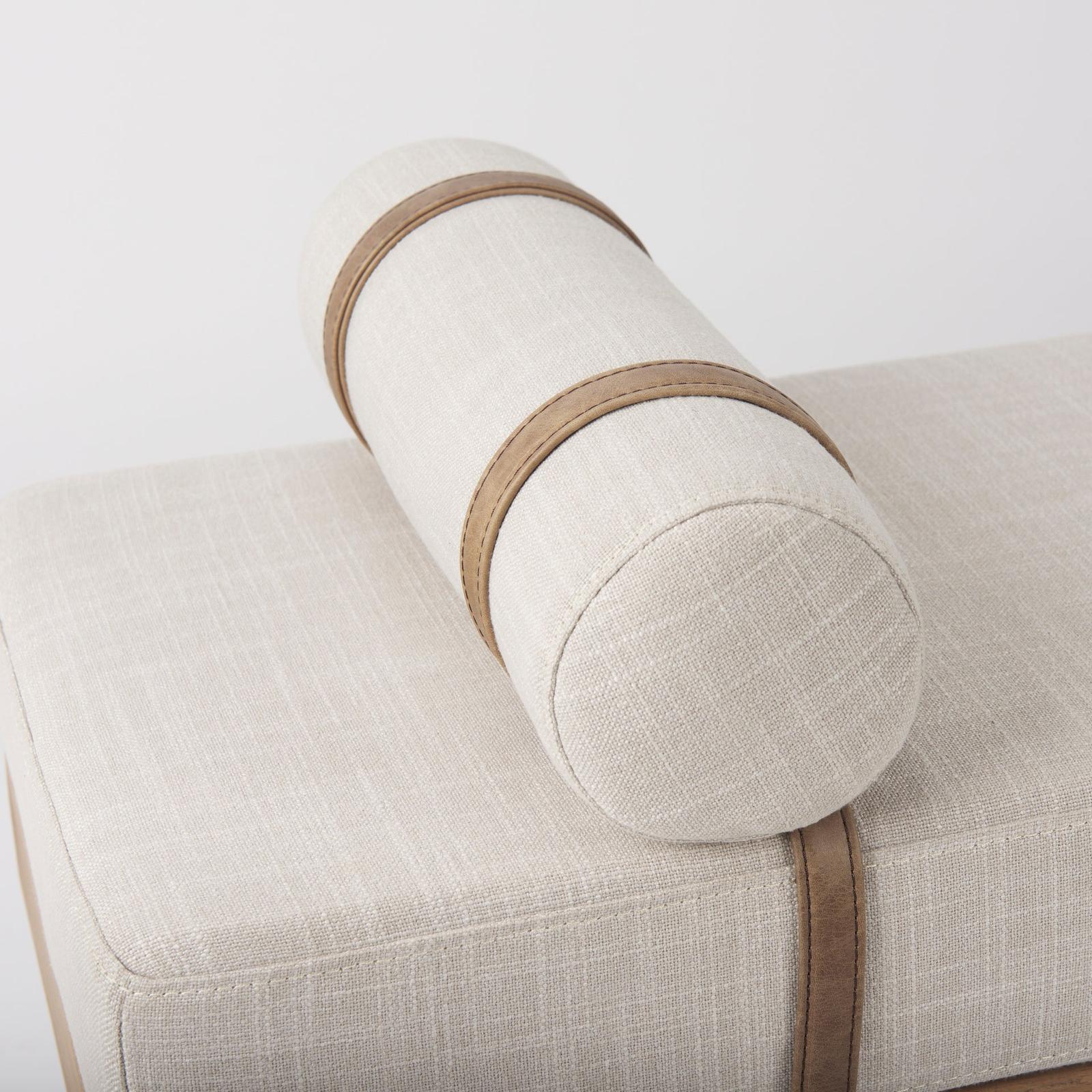 Mercana Colburne Cream Fabric w/Brown Wood Bench