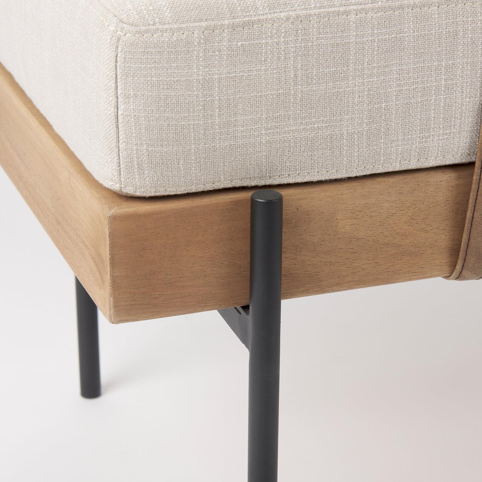 Mercana Colburne Cream Fabric w/Brown Wood Bench