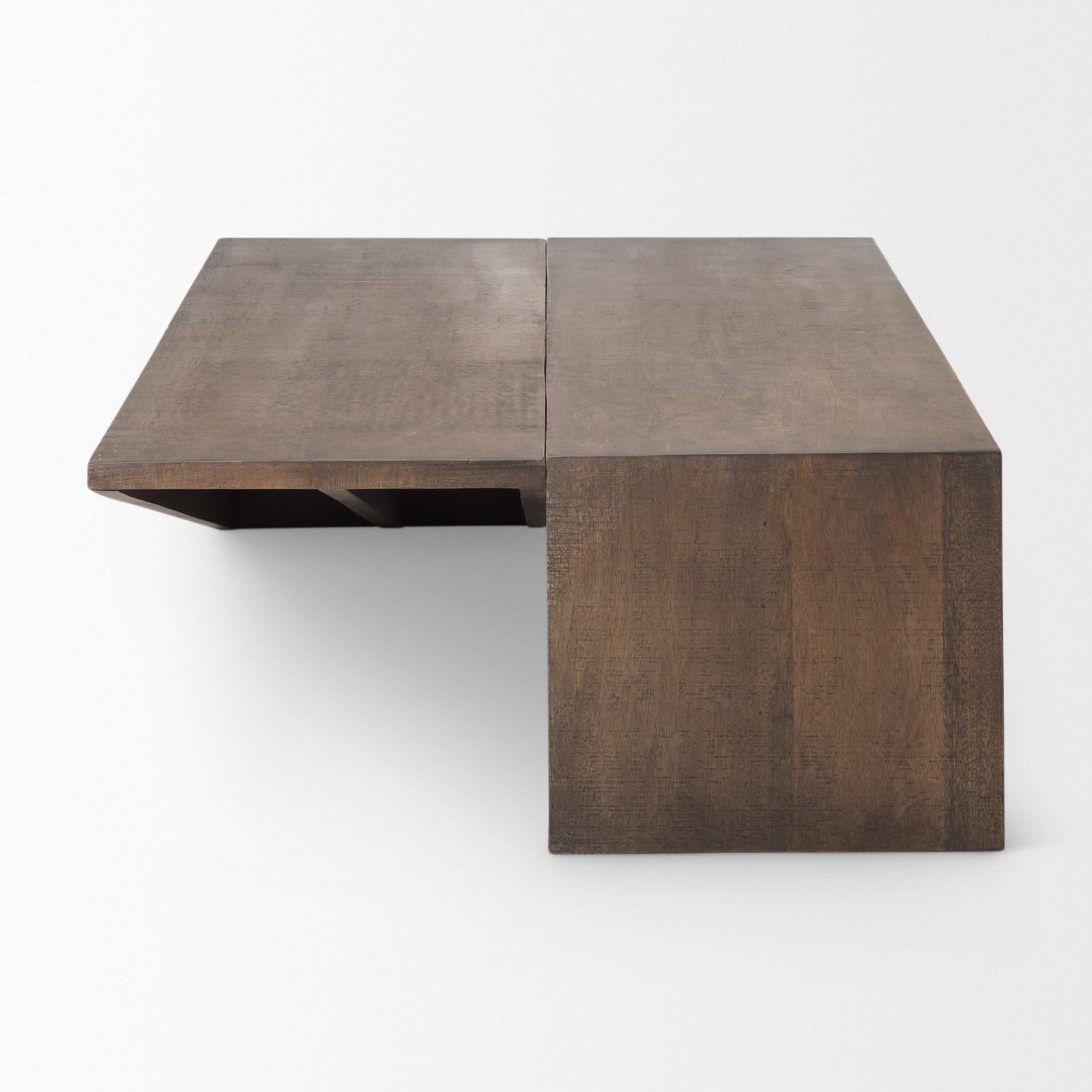 Mercana West Medium Brown Wooden Angled Coffee Table