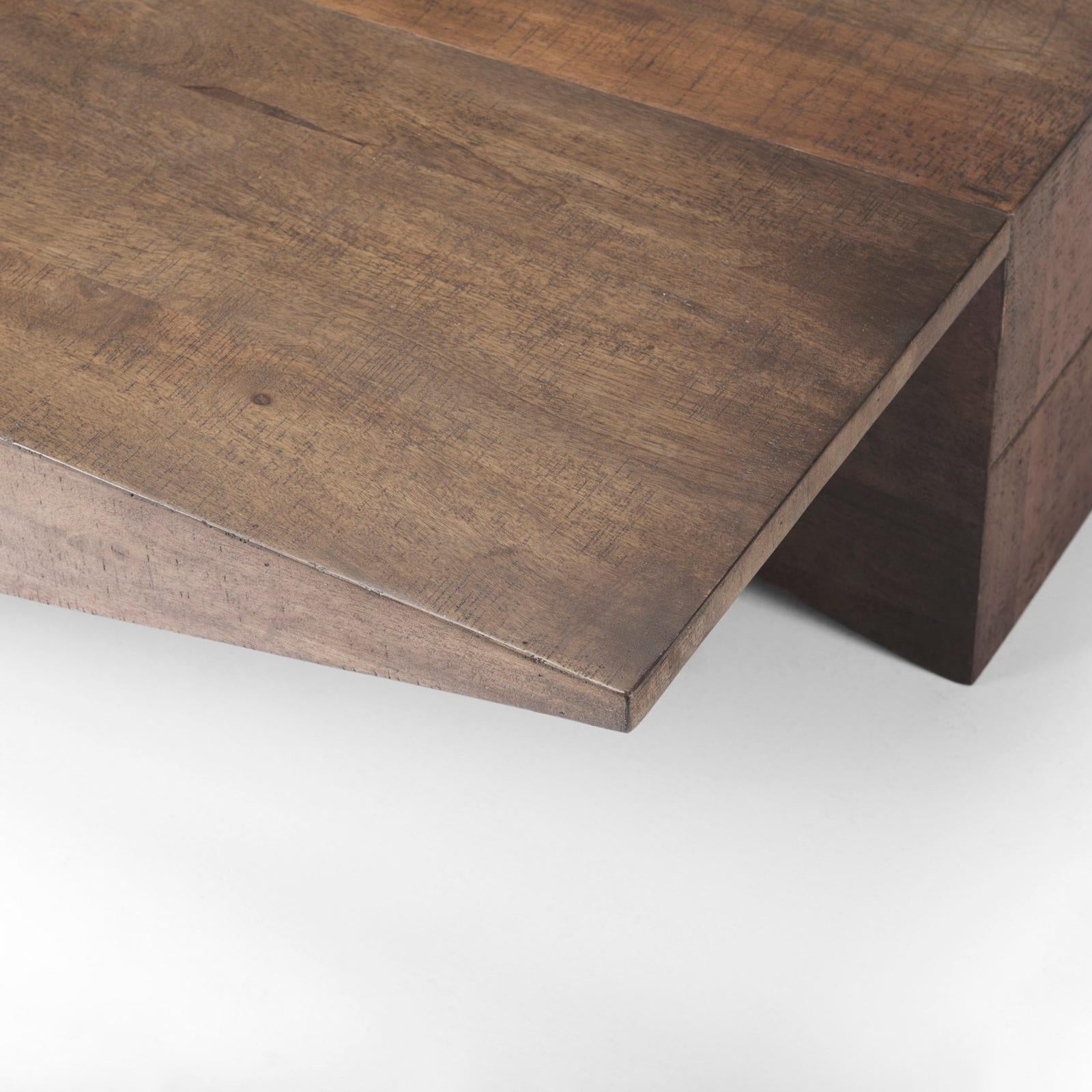 Mercana West Medium Brown Wooden Angled Coffee Table