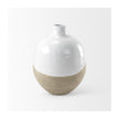 Mercana Amos White and Dark Beige Color Blocked Ceramic Floor Vase
