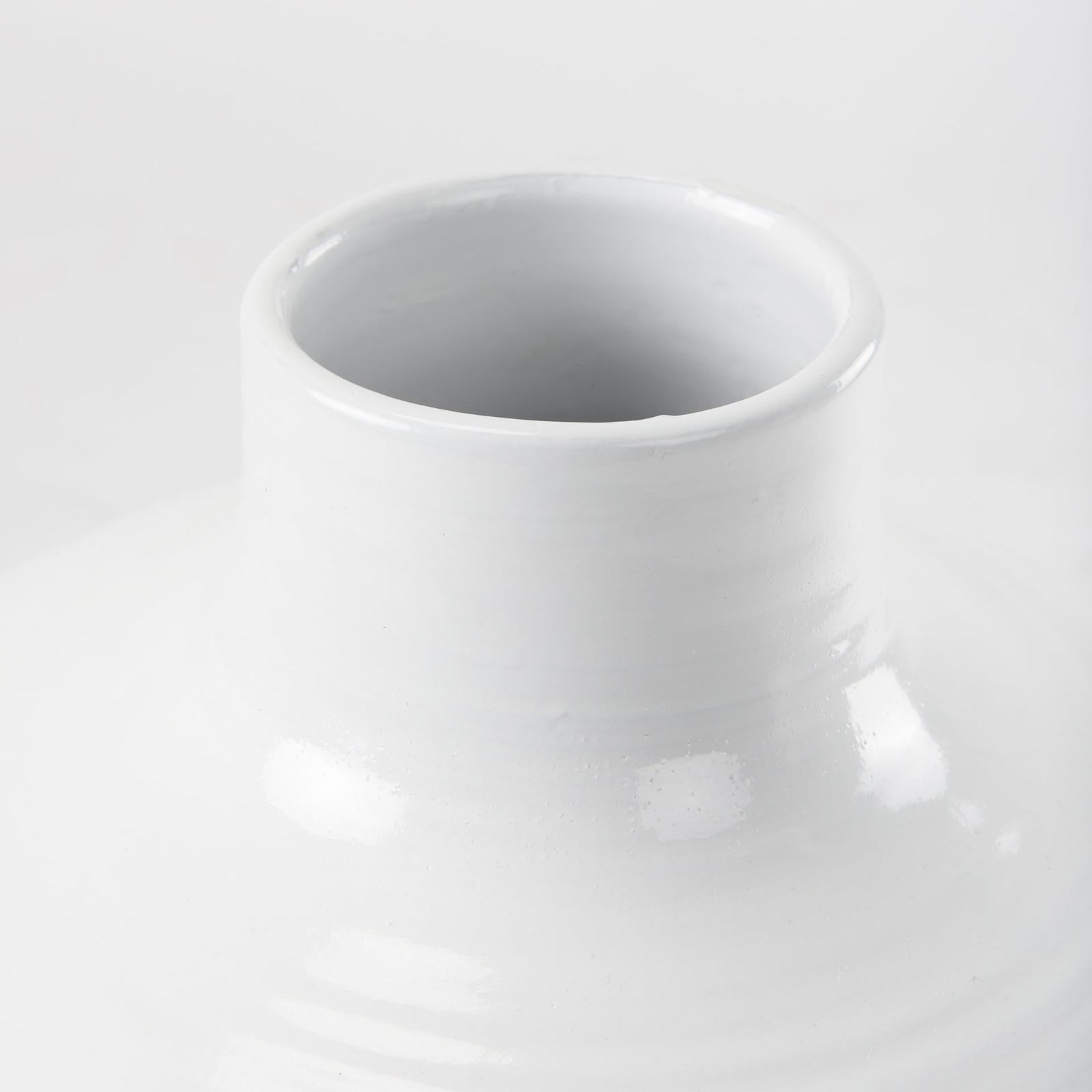 Mercana Amos White and Dark Beige Color Blocked Ceramic Floor Vase