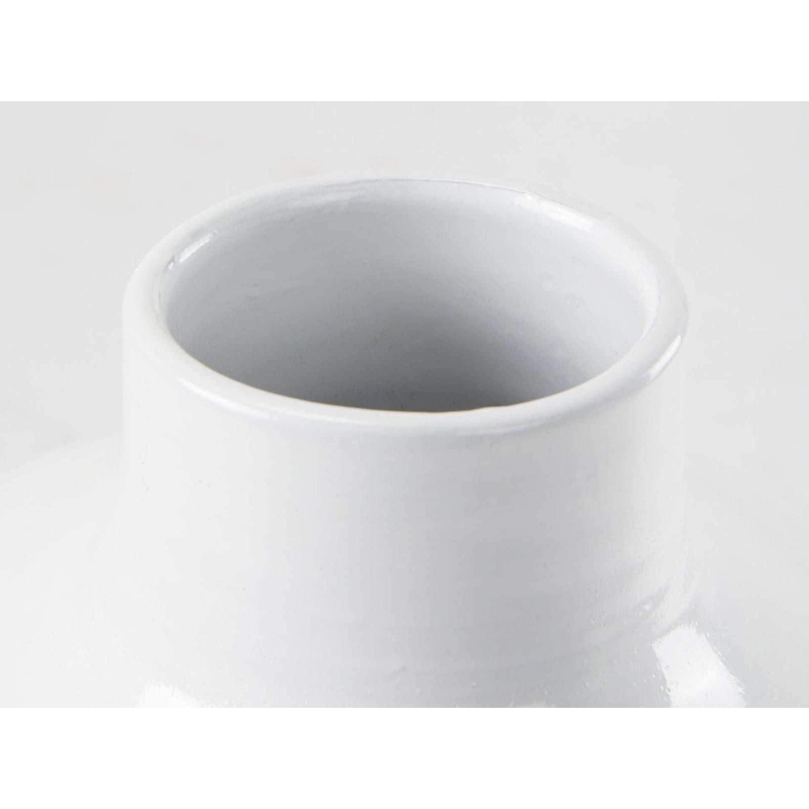 Mercana Amos White and Dark Beige Color Blocked Ceramic Floor Vase