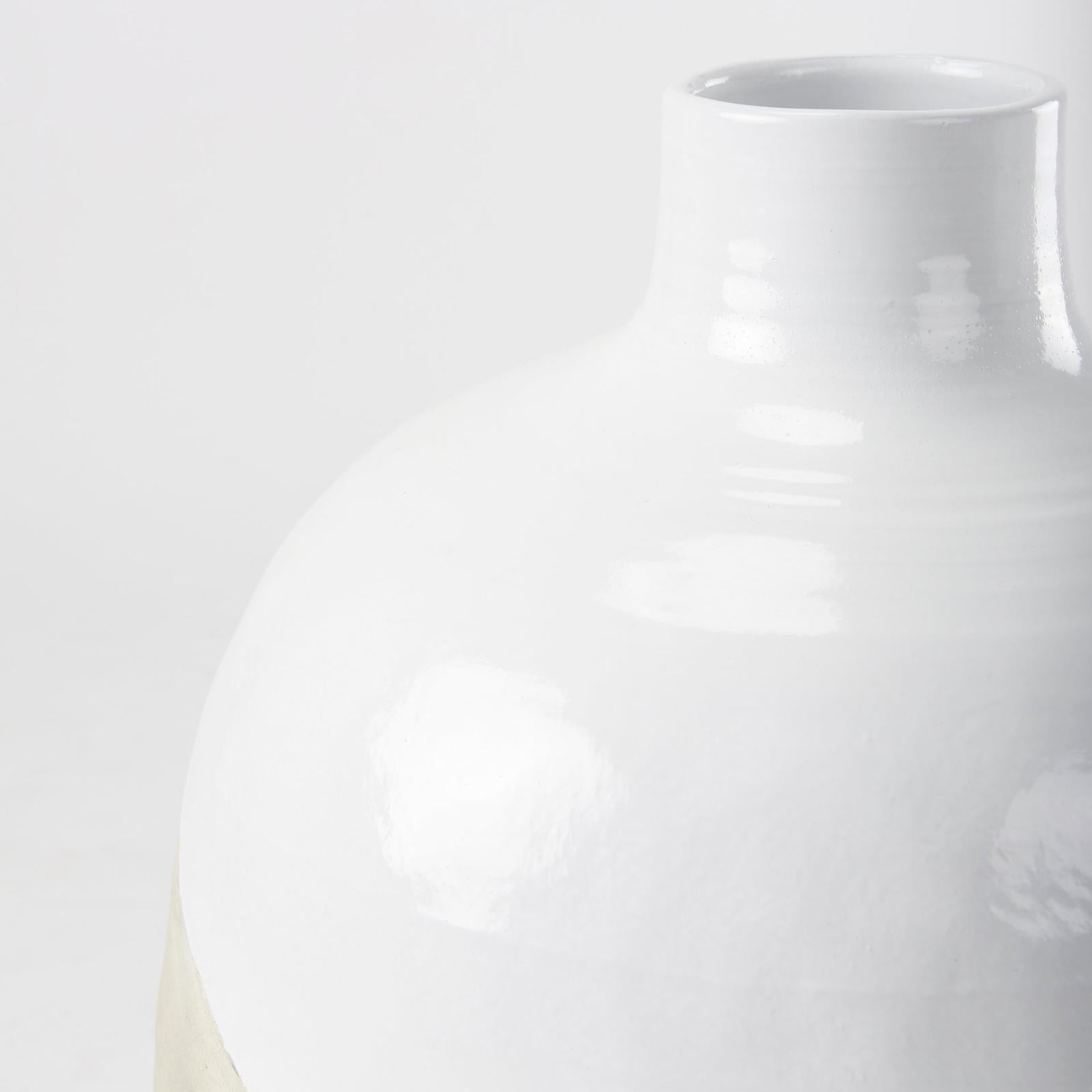 Mercana Amos White and Dark Beige Color Blocked Ceramic Floor Vase