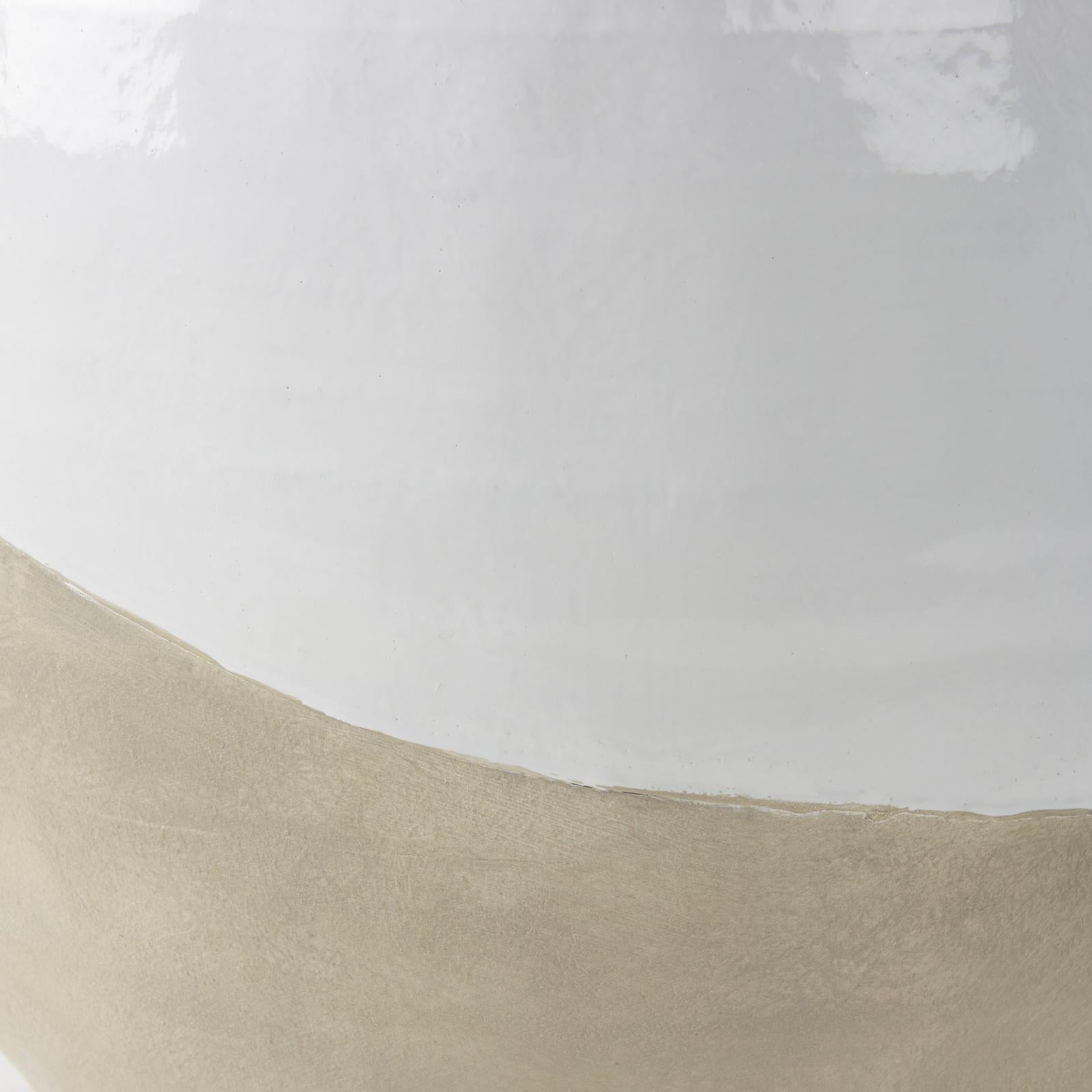 Mercana Amos White and Dark Beige Color Blocked Ceramic Floor Vase
