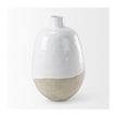 Mercana Amos White and Dark Beige Color Blocked Ceramic Floor Vase