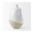 Mercana Amos White and Dark Beige Color Blocked Ceramic Floor Vase