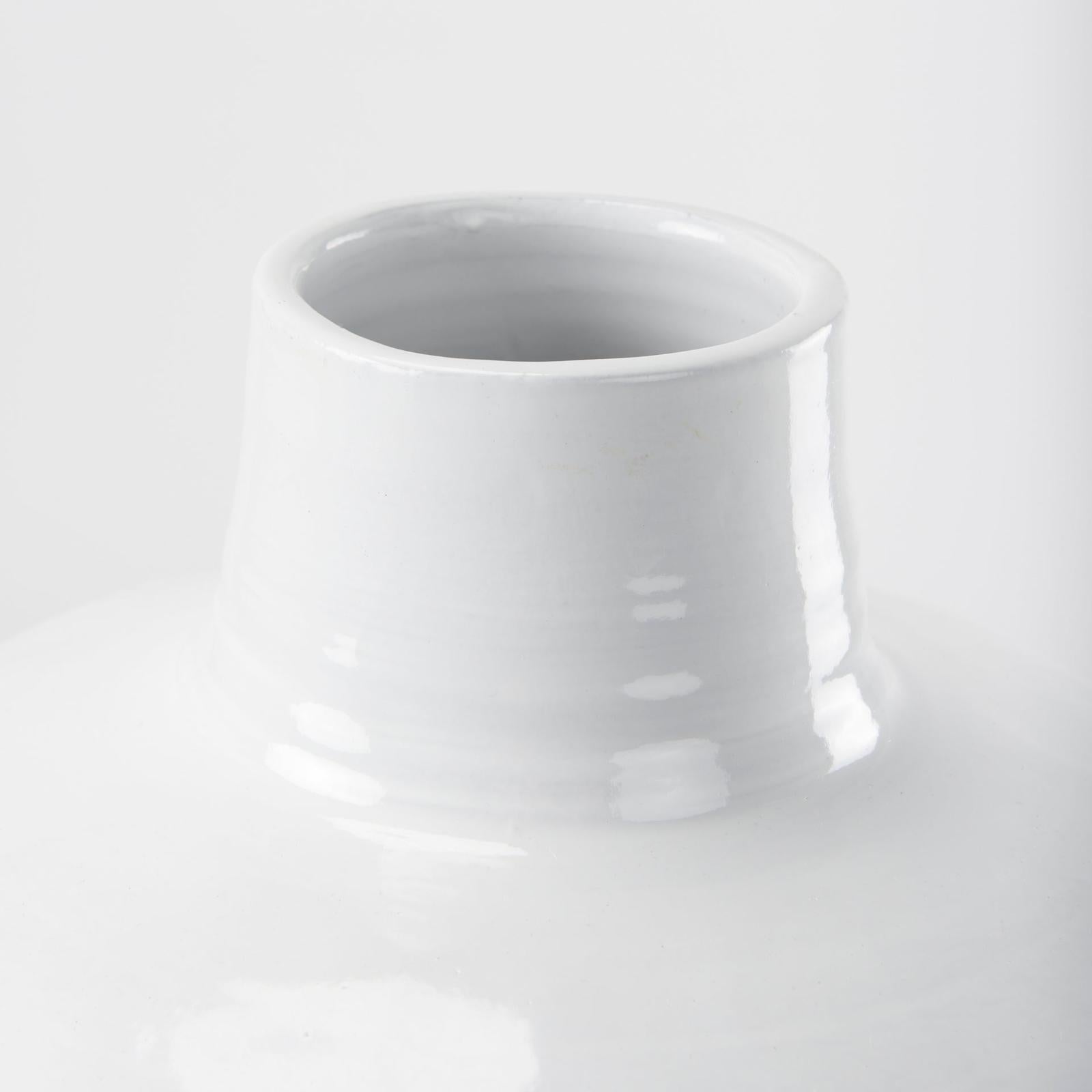 Mercana Amos White and Dark Beige Color Blocked Ceramic Floor Vase