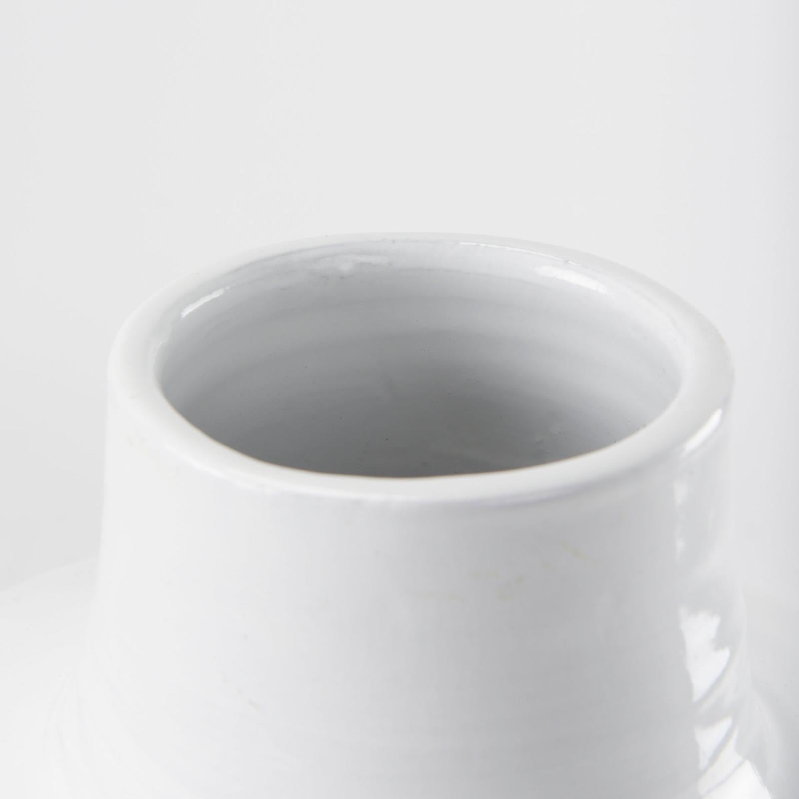 Mercana Amos White and Dark Beige Color Blocked Ceramic Floor Vase