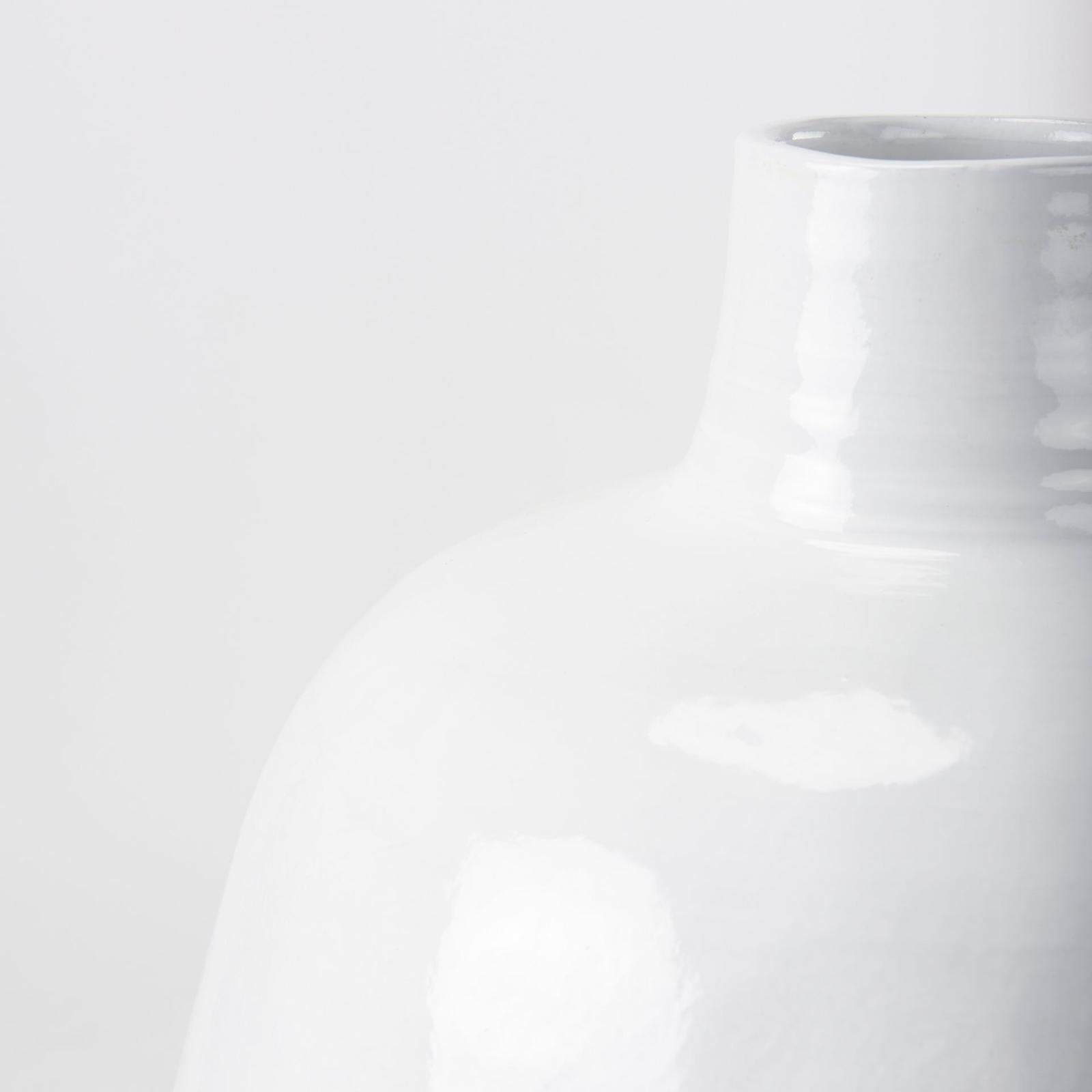 Mercana Amos White and Dark Beige Color Blocked Ceramic Floor Vase