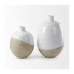 Mercana Amos White and Dark Beige Color Blocked Ceramic Floor Vase