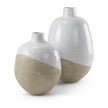 Mercana Amos White and Dark Beige Color Blocked Ceramic Floor Vase